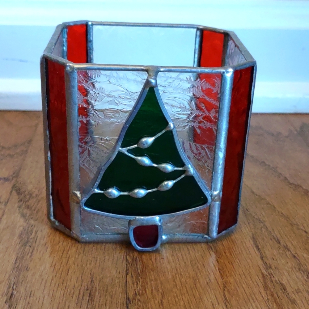 Stained Glass Christmas Tree Candle Holder